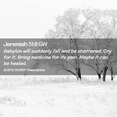 Picture 02 - Jeremiah 51:8 GW - Babylon will suddenly fall and be shattered. Cry - Bible Verse Picture