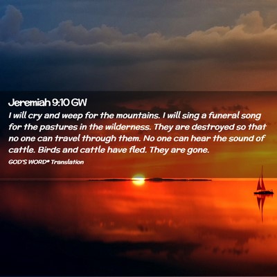 Picture 02 - Jeremiah 9:10 GW - I will cry and weep for the mountains. I will - Bible Verse Picture
