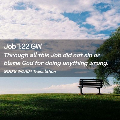 Picture 02 - Job 1:22 GW - Through all this Job did not sin or blame God for - Bible Verse Picture