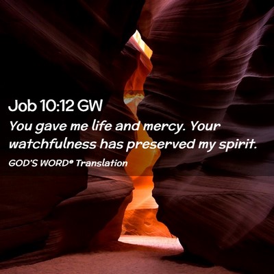 Picture 02 - Job 10:12 GW - You gave me life and mercy. Your watchfulness has - Bible Verse Picture