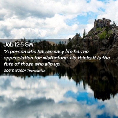 Picture 02 - Job 12:5 GW - “A person who has an easy life has no - Bible Verse Picture