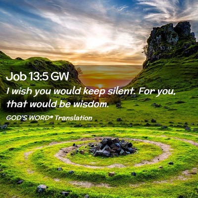 Picture 02 - Job 13:5 GW - I wish you would keep silent. For you, that would - Bible Verse Picture