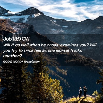 Picture 02 - Job 13:9 GW - Will it go well when he cross-examines you? Will - Bible Verse Picture