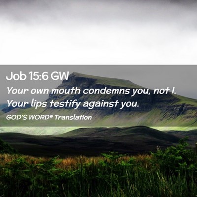 Picture 02 - Job 15:6 GW - Your own mouth condemns you, not I. Your lips - Bible Verse Picture