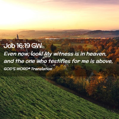Picture 02 - Job 16:19 GW - Even now, look! My witness is in heaven, and the - Bible Verse Picture