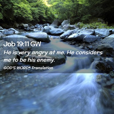 Picture 02 - Job 19:11 GW - He is very angry at me. He considers me to be his - Bible Verse Picture
