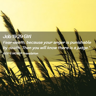 Picture 02 - Job 19:29 GW - Fear death, because your anger is punishable by - Bible Verse Picture