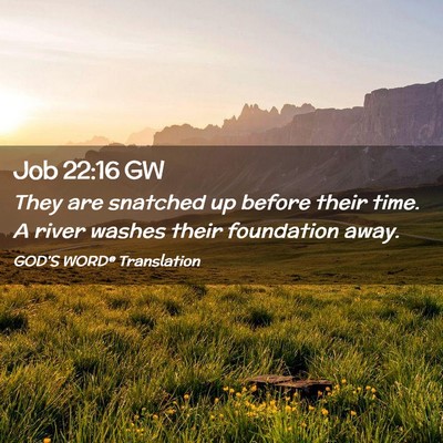 Picture 02 - Job 22:16 GW - They are snatched up before their time. A river - Bible Verse Picture