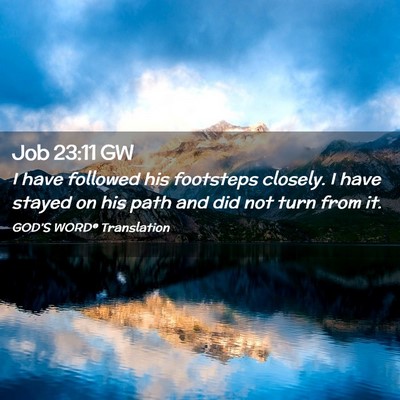 Picture 02 - Job 23:11 GW - I have followed his footsteps closely. I have - Bible Verse Picture