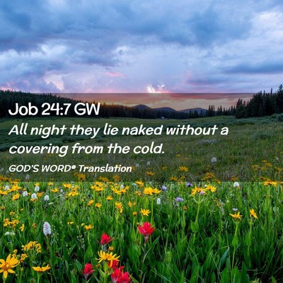 Picture 02 - Job 24:7 GW - All night they lie naked without a covering from - Bible Verse Picture