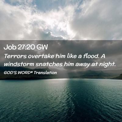Picture 02 - Job 27:20 GW - Terrors overtake him like a flood. A windstorm - Bible Verse Picture