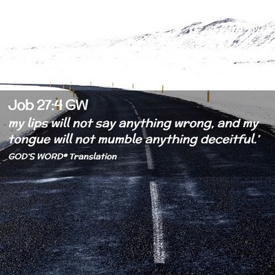 Picture 02 - Job 27:4 GW - my lips will not say anything wrong, and my - Bible Verse Picture