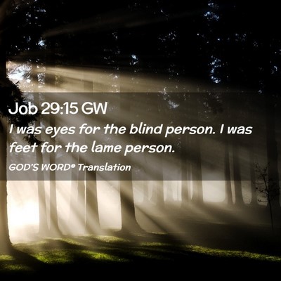 Picture 02 - Job 29:15 GW - I was eyes for the blind person. I was feet for - Bible Verse Picture