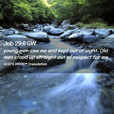 Picture 02 - Job 29:8 GW - young men saw me and kept out of sight. Old men - Bible Verse Picture