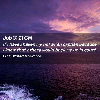 Picture 02 - Job 31:21 GW - If I have shaken my fist at an orphan because I - Bible Verse Picture