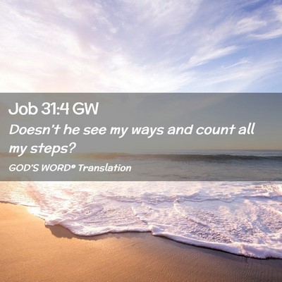 Picture 02 - Job 31:4 GW - Doesn’t he see my ways and count all my - Bible Verse Picture