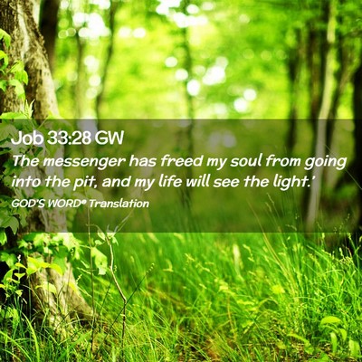 Picture 02 - Job 33:28 GW - The messenger has freed my soul from going into - Bible Verse Picture