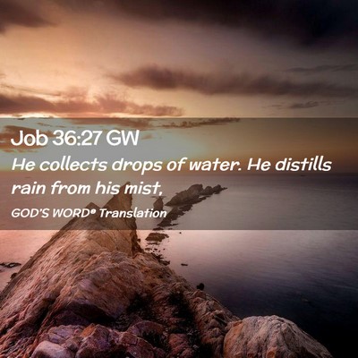 Picture 02 - Job 36:27 GW - He collects drops of water. He distills rain from - Bible Verse Picture