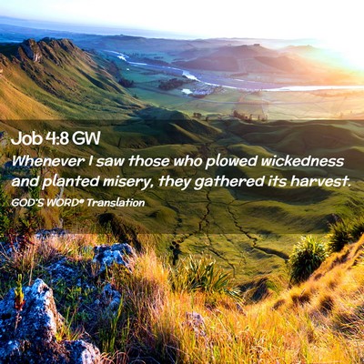Picture 02 - Job 4:8 GW - Whenever I saw those who plowed wickedness and - Bible Verse Picture