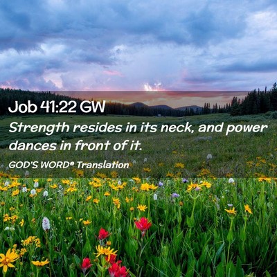 Picture 02 - Job 41:22 GW - Strength resides in its neck, and power dances in - Bible Verse Picture