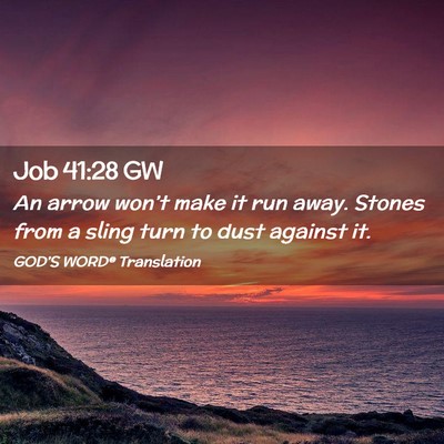 Picture 02 - Job 41:28 GW - An arrow won’t make it run away. Stones from a - Bible Verse Picture