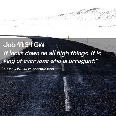 Picture 02 - Job 41:34 GW - It looks down on all high things. It is king of - Bible Verse Picture
