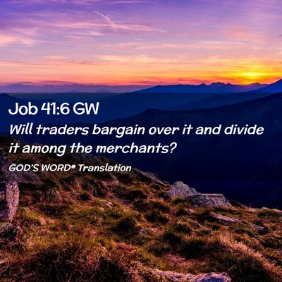 Picture 02 - Job 41:6 GW - Will traders bargain over it and divide it among - Bible Verse Picture