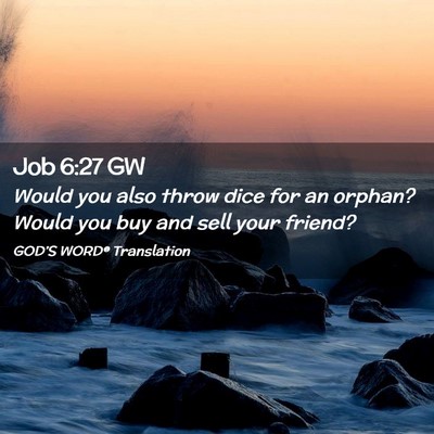 Picture 02 - Job 6:27 GW - Would you also throw dice for an orphan? Would - Bible Verse Picture