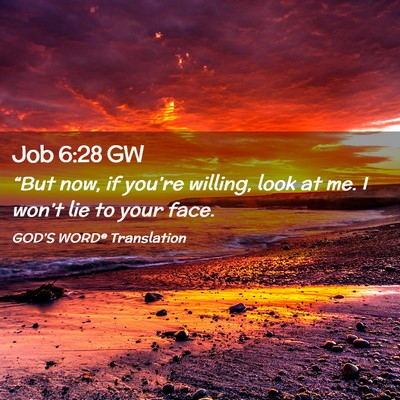 Picture 02 - Job 6:28 GW - “But now, if you’re willing, look at me. I - Bible Verse Picture
