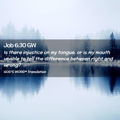 Picture 02 - Job 6:30 GW - Is there injustice on my tongue, or is my mouth - Bible Verse Picture