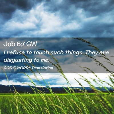 Picture 02 - Job 6:7 GW - I refuse to touch such things. They are - Bible Verse Picture