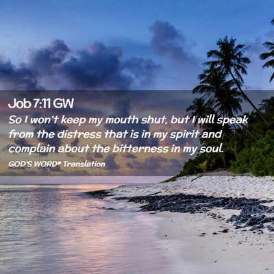 Picture 02 - Job 7:11 GW - So I won’t keep my mouth shut, but I will speak - Bible Verse Picture