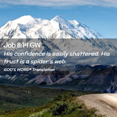 Picture 02 - Job 8:14 GW - His confidence is easily shattered. His trust is - Bible Verse Picture