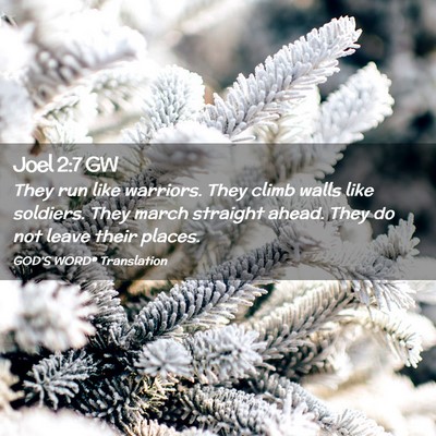 Picture 02 - Joel 2:7 GW - They run like warriors. They climb walls like - Bible Verse Picture