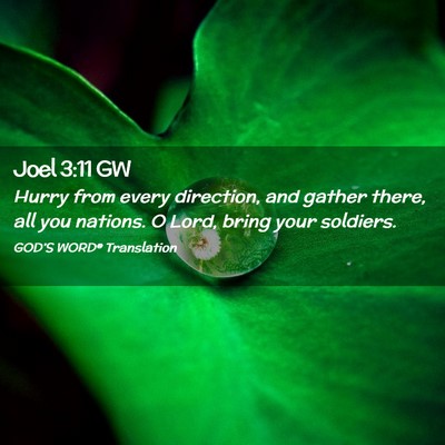 Picture 02 - Joel 3:11 GW - Hurry from every direction, and gather there, all - Bible Verse Picture