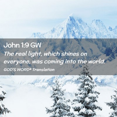Picture 02 - John 1:9 GW - The real light, which shines on everyone, was - Bible Verse Picture