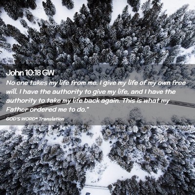 Picture 02 - John 10:18 GW - No one takes my life from me. I give my life of - Bible Verse Picture