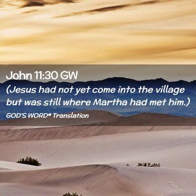 Picture 02 - John 11:30 GW - (Jesus had not yet come into the village but was - Bible Verse Picture