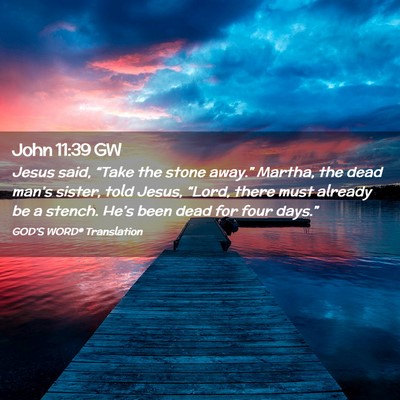 Picture 02 - John 11:39 GW - Jesus said, “Take the stone away.” Martha, - Bible Verse Picture