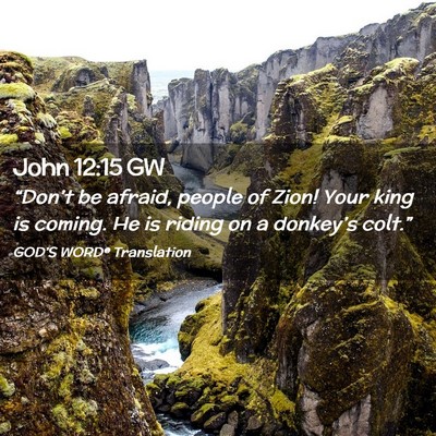 Picture 02 - John 12:15 GW - “Don’t be afraid, people of Zion! Your king - Bible Verse Picture