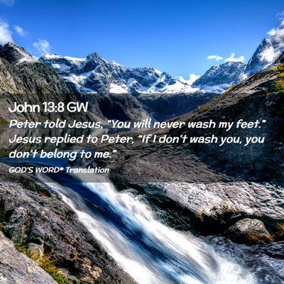 Picture 02 - John 13:8 GW - Peter told Jesus, “You will never wash my - Bible Verse Picture
