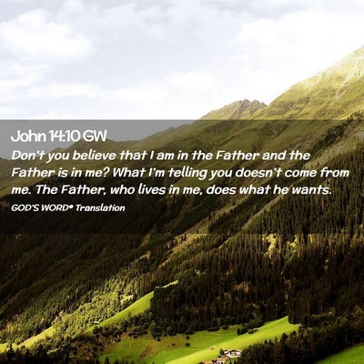 Picture 02 - John 14:10 GW - Don’t you believe that I am in the Father and - Bible Verse Picture