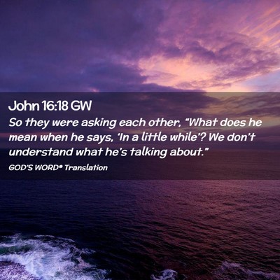 Picture 02 - John 16:18 GW - So they were asking each other, “What does he - Bible Verse Picture