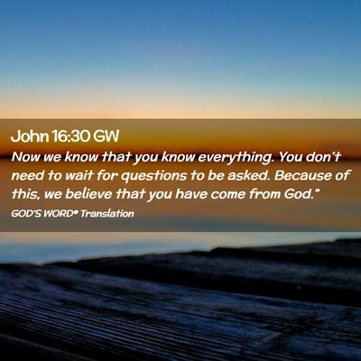 Picture 02 - John 16:30 GW - Now we know that you know everything. You don’t - Bible Verse Picture