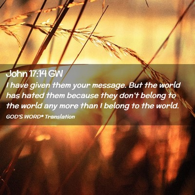 Picture 02 - John 17:14 GW - I have given them your message. But the world has - Bible Verse Picture