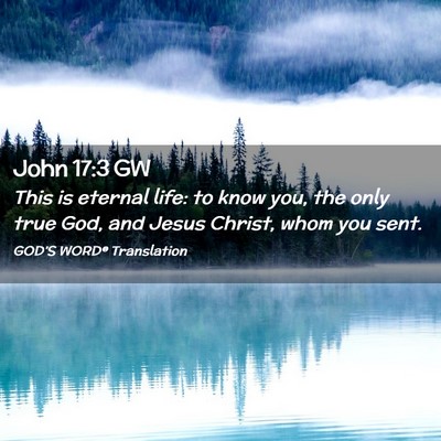 Picture 02 - John 17:3 GW - This is eternal life: to know you, the only true - Bible Verse Picture