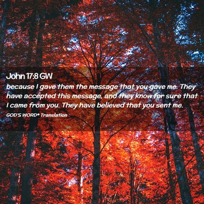 Picture 02 - John 17:8 GW - because I gave them the message that you gave me. - Bible Verse Picture