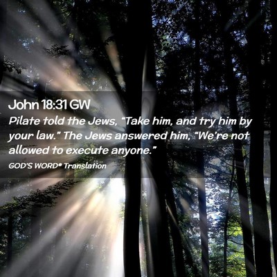 Picture 02 - John 18:31 GW - Pilate told the Jews, “Take him, and try him by - Bible Verse Picture