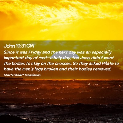 Picture 02 - John 19:31 GW - Since it was Friday and the next day was an - Bible Verse Picture