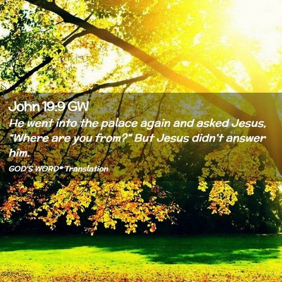 Picture 02 - John 19:9 GW - He went into the palace again and asked Jesus, - Bible Verse Picture